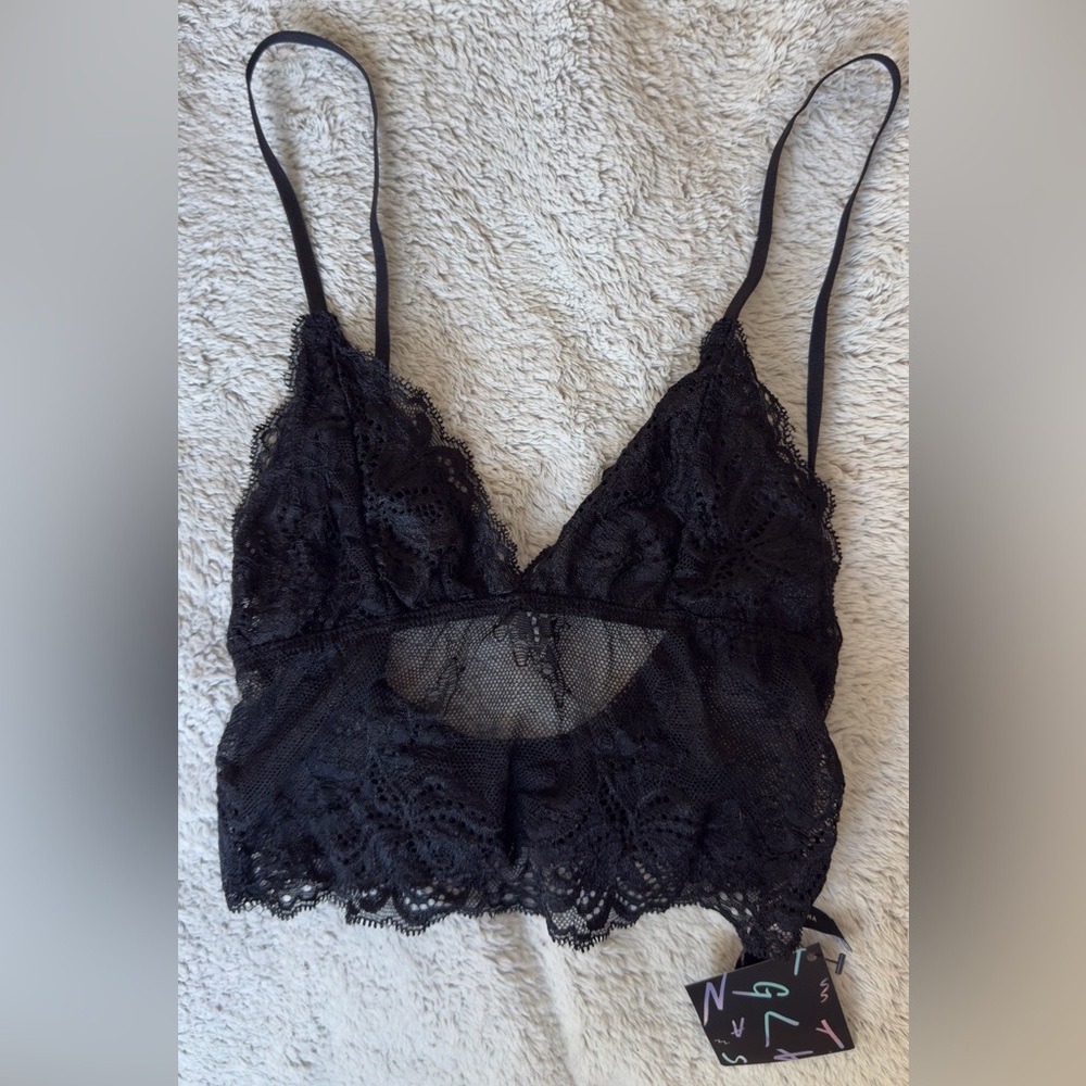 Nastygal black bralette cami style top with tags brand new